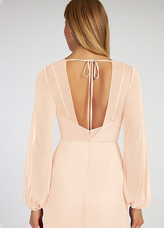 Azazie Denali Final Sale Agave Sheath Bow Mesh Dress image6