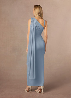 Azazie Gianna Mother of the Bride Dresses Dusty Blue One Shoulder Stretch Crepe Dress image3