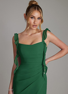 Azazie Jessamine Bridesmaid Dresses Dark Green Mermaid Corset Chiffon Dress image3