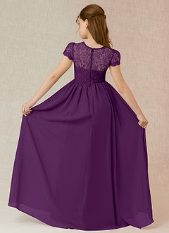Azazie Delevingne Junior Grape A-Line Lace Chiffon Dress image2
