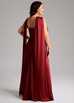 Azazie Kinsley Robes de demoiselle d'honneur Robe Sirène en Satin extensible Fente latérale Écarlate image9