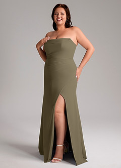 Azazie Leonis Bridesmaid Dresses Willow Green Sheath Strapless Chiffon Convertible Dress image13