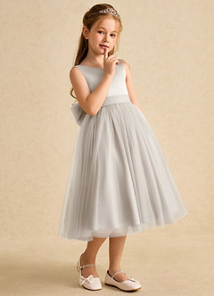 Azazie Winnie Flower Girl Dresses Frost Ball-Gown Bow Tulle Dress image6