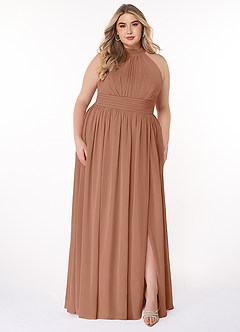 Azazie Iman Bridesmaid Dresses Bronzer A-Line A-Line Ruched Chiffon Dress image8