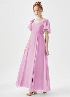 Azazie Chloe Junior Candy Pink A-Line Sweetheart Neckline Chiffon Dress image3