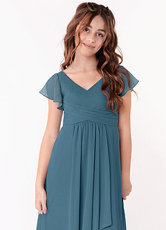 Azazie Omari Junior Bermuda A-Line Ruched Chiffon Dress image4