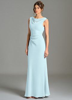 Azazie Kieryn Bridesmaid Dresses Cloud Blue Mermaid Pleated Chiffon Dress image3