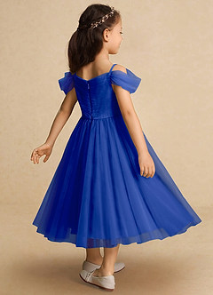 Azazie Lizzette vestidos de niña de las flores Vestido de Azul Real de Tul de Corte En A con Volante image2