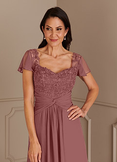 Azazie Gwenyth Kleider für die Brautmutter A-Linie Spitze Chiffon Kleid Wüstenrose image6