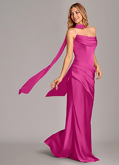 Azazie Pelagia Brudtärnklänningar Klä av Sjöjungfru i Stretch Satin Korsett Fuchsia Konvertibel image1