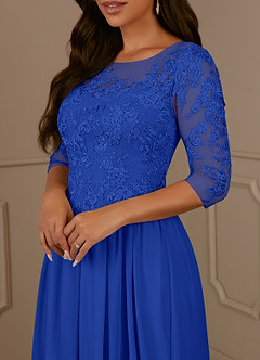 Azazie Harriet Mère de la mariée Robes Robe Trapèze en Maille Dentelle en forme d'anneau Bleu Roi image5