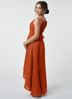 Azazie Oaklynn Junior Robe Trapèze en Mousseline de soie Plissée Orange Brûlée image5
