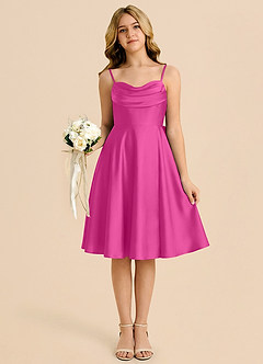 Azazie Bear Junior Fuchsia A-Line Sweetheart Neckline Stretch Satin Dress image6
