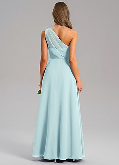 Azazie Phaedra Brautjungfernkleider A-Linie One-Shoulder Chiffon Kleid Seegrün image2