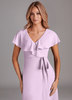 Azazie Lainey Bridesmaid Dresses Frosted Lilac A-Line with Pockets Chiffon Dress image6