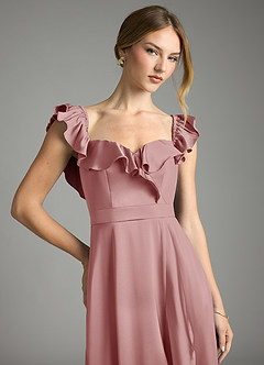 Azazie Lyra Bridesmaid Dresses Dusty Rose A-Line Off the Shoulder Stretch Satin Convertible Dress image2