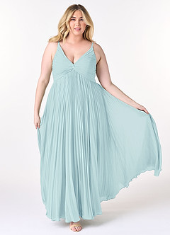 Azazie Raychelle Bridesmaid Dresses Sea Glass A-Line V-Neck Chiffon Dress image7