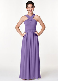 Azazie Jiya Junior Tahiti A-Line Pleated Mesh Dress image4