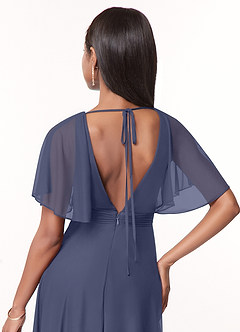 Azazie Tinsley Robes de demoiselle d'honneur Robe Trapèze en Maille Plissée Bleu Orageux image4