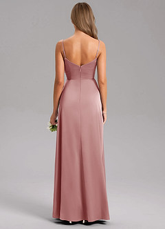 Azazie Azuree Bridesmaid Dresses Dusty Rose A-Line Pleated Stretch Satin Dress image2