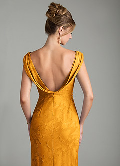 Azazie Kieryn Bridesmaid Dresses Butterscotch Mermaid Pleated Floral Burnout Dress image2