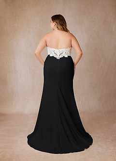 Azazie Mari Wedding Dresses Black Diamond White Mermaid V-Neck Stretch Crepe Dress image10