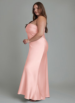 Azazie Saylor Vestidos de damas de honor Vestido Rosa Empolvado de Satén Elástico de Corte Sirena con Palabra de honor image14