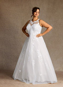 Azazie Melrose Vestidos para Prova em Casa Vestido Diamante Branco de Tule de Linha A com Renda image9
