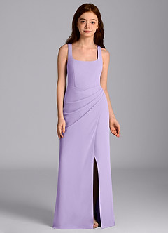 Azazie Mero Junior Lilac Mermaid Pleated Chiffon Dress image6