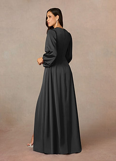 Azazie Luna Klänningar till brudens mor Klänning A-Line i Stretch Satin Plisserad Svart image4