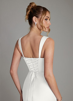 Azazie Agustina Bridesmaid Dresses White Mermaid Corset Stretch Satin Dress image6