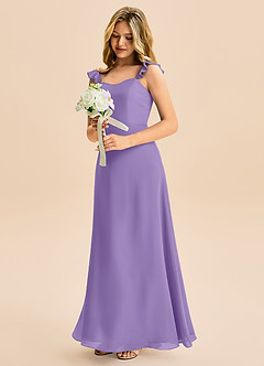 Azazie Mavie Junior Linia A Marszczony Szyfon Długość podłogi Młodsza druhna Sukienka image1