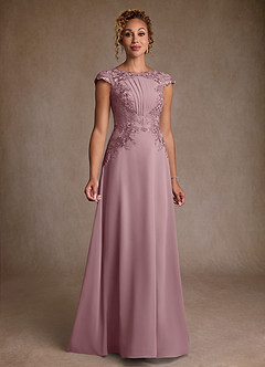 Azazie Christi vestidos de madre de la novia Vestido de Rosa Polvorienta de Gasa de Corte en A con Encaje image1