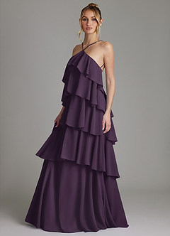 Azazie Deena Robes de demoiselle d'honneur Robe Trapèze en Mousseline de soie Drapé Prune image5