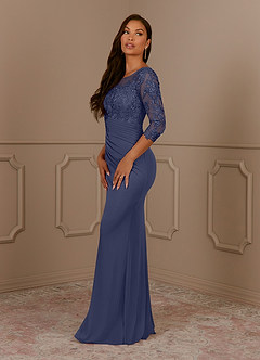 Azazie Fatemah Mother of the Bride Dresses Stormy Mermaid Scoop Lace Lace Dress image2