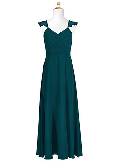 Azazie Emily Junior Pine A-Line Ruched Chiffon Dress image5