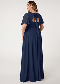 Azazie Kimber Bridesmaid Dresses Dark Navy A-Line Flounce Sleeve Chiffon Dress image12