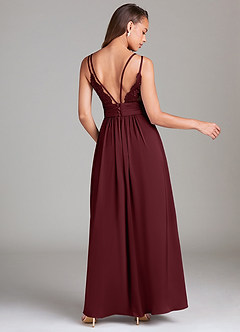 Azazie Maren Allure Bridesmaid Dresses Cabernet A-Line Lace Stretch Satin Dress image5