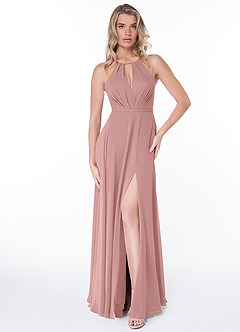 Azazie Evalleen Bridesmaid Dresses Dusty Rose A-Line Pleated Chiffon Dress image6