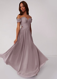 Barbie ♥ Azazie Bridesmaid Dresses Dusk A-Line Off the Shoulder Chiffon Convertible Dress image2