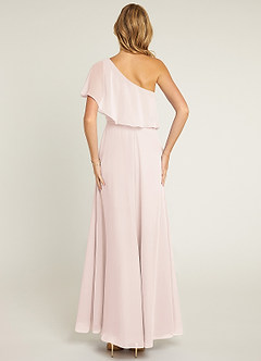 Azazie Lizzy Vestidos de damas de honor Vestido de Pétalo De Rosa de Gasa de Corte en A con Hombro unilateral image2