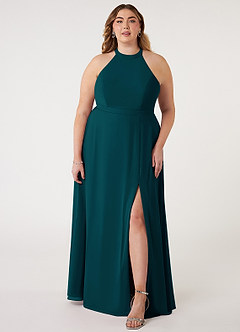 Azazie Clarice Bridesmaid Dresses Pine A-Line Halter Chiffon Dress image8