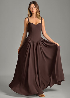 Azazie Evadina Suknie dla druhen Linia A Gorset Szyfon Do ziemi Sukienka image1