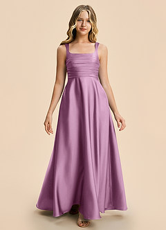 Azazie Azaria Junior Robe Trapèze en Satin extensible Plissé Glycine image5