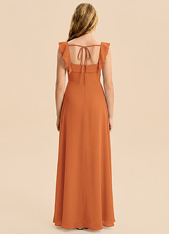 Azazie Nori Junior Cinnamon A-Line Ruched Chiffon Dress image2