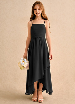 Azazie Twilight Dance Girls Formal Flower Girl Dresses Black A-Line Pleated Chiffon Dress image3