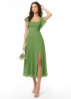 Azazie Bondi Bridesmaid Dresses Basil A-Line Ruched Chiffon Dress image1