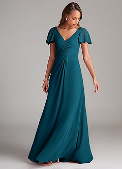Azazie Soren Abiti da Damigella Abito A-Line in Chiffon Increspato Blu Inchiostro image5