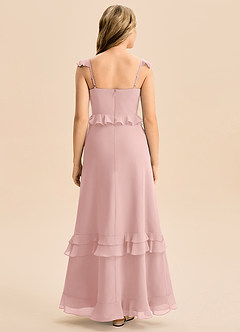 Azazie Tavie Junior Powder Pink A-Line Ruched Chiffon Dress image2