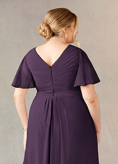 Azazie Morning Glory Mother of the Bride Dresses Plum A-Line V-Neck Ruched Chiffon Dress image10